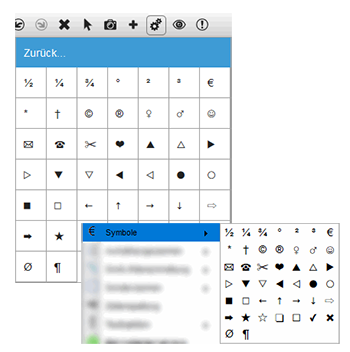 Symbole einfach einfügen - Mobil- und Desktop-Variante